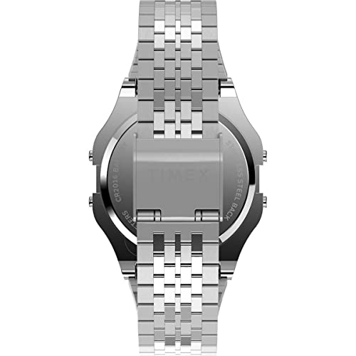 Image of TIMEX T80 x Stranger Things Digital Watch for Unisex with Silver Square Dial & Silver Stainless Steel Bracelet Band Water Resistant Unisex Wrist Watches - TW2V50900X8