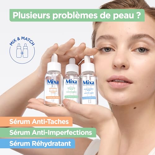 Mixa Anti-Unreinheiten Gesichtspflege- und Reinigungsduo: Salicysäure & Niancinamid Serum 30ml gegen Unreine Haut + Cleanser für zu unreinheiten neidgende Haut 150ml