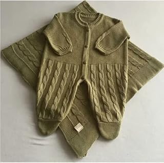 Kit Saída Maternidade De Trico Manta E Macacão P/Bebê Lã (Garapa)