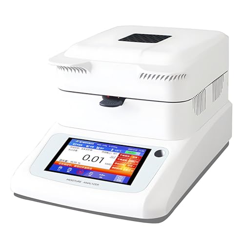 Industrial Halogen Moisture Analyzer, Lab Moisture Balance with Touch Screen, 0.001g Precision, 0.01% Readability, 120g Capacity for Food Testing & Quality Control