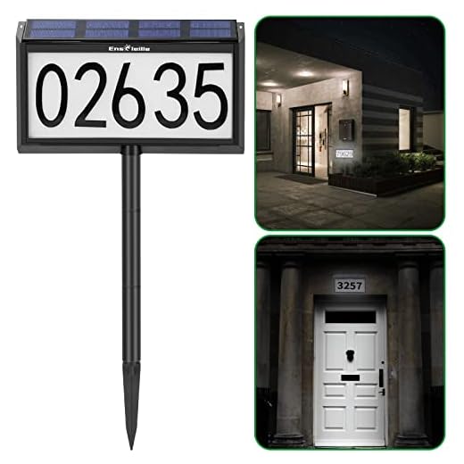 Solar Lighted House Numbers for Outside, EnSoleille Waterproof LED Address Signs Wall Mounted & In Ground, Solar Powered Address Plaques with Stakes for House Yard Garden, Innovative Dual Installation