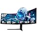 Gawfolk 49 Zoll Curved Gaming Monitor 120 Hz, 1500R Gebogen PC Bildschirm mit Lautsprecher, DQHD 5120x1440, Computerbildschirm für Home Office und Business, DP, HDMI, unterstützt VESA 100x100mm