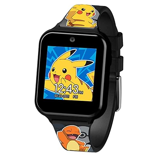 Accutime Kids Pokemon Pikachu Black Educational Learning Touchscreen Smart Watch Toy for Boys, Girls, Toddlers - Selfie Cam, Alarm, Calculator & More (Model: POK4231AZ)