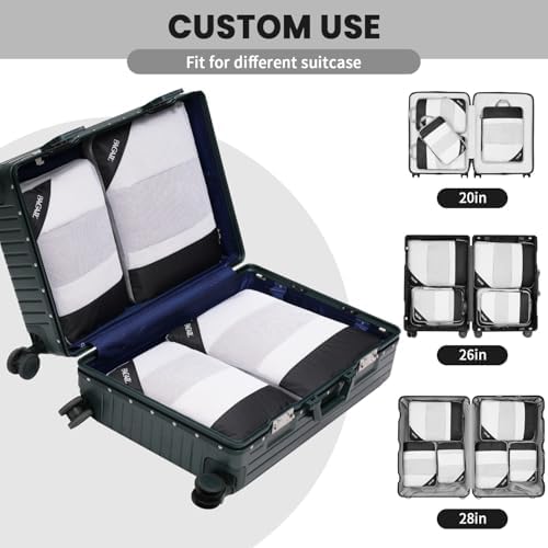BAGAIL 6 Set/8 Set Compression Packing Cubes, Ultralight Expandable Packing Organizers for Carry on Travel Luggage(6set Jet Black) - View 8