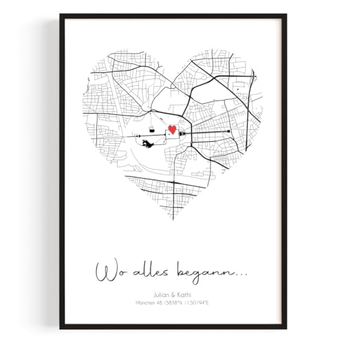 GiveSmiles Wo alles begann Koordinaten Personalisierte Geschenke für Frauen Bild | Ideal als Jahrestag Geschenk für Ihn & Sie | Minimalisticher Stil Partner Geschenke Freundin Poster