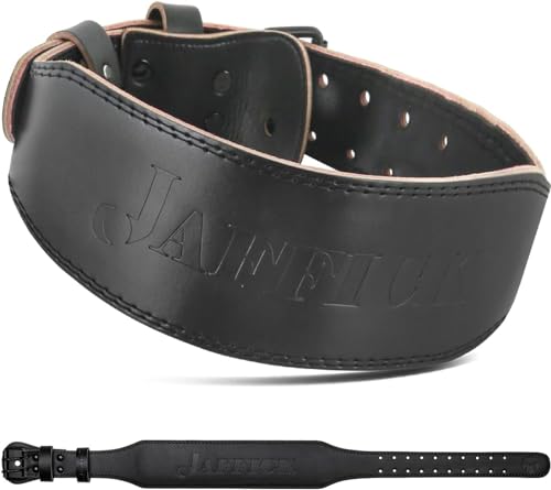 Jaffick Weight lifting Belt for 7MM Leather Pro Power Gym Belt Heavy Duty 4 Inch Wide Strong Stabilizing Back Support for Men Women Deadlifts Squats Powerlifting Strength Training Athletes