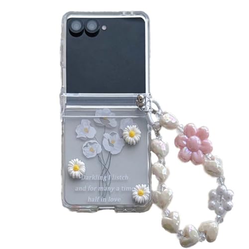 SCQYCWA Samsung Galaxy Z Flip 7/6/5�p�`�F�[���t���L���[�g�Ő▭�ȋe�t�����[�v�����g�P�[�X�A���킢���N���A�t���[�����f�U�C��Z Flip 7�ϏՌ��d�b�J�o�[(Z�t���b�v7�A�t�����[)