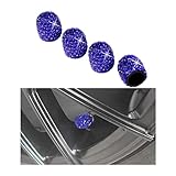 Ziciner 4 PCS Handmade Rhinestone Car Tire Valve Stem Cap, Sparkling Crystal Stem Air Cap Cover, Attractive Dustproof Bling Wheel Tire Valve, Universal for Cars Motorcycles Bikes (Dark Blue)
