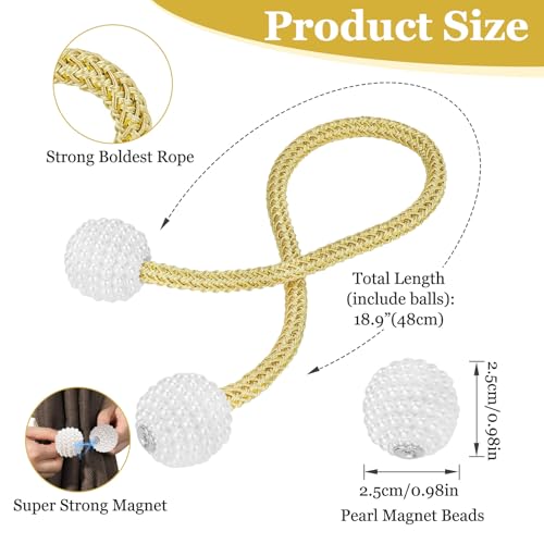 Image of 2Pack Magnetic Curtain Tiebacks, Curtain Tiebacks Buckles Holdbacks Holder Hooks Clip,Decorative Drape Handmade Curtain Tie Back(Golden)