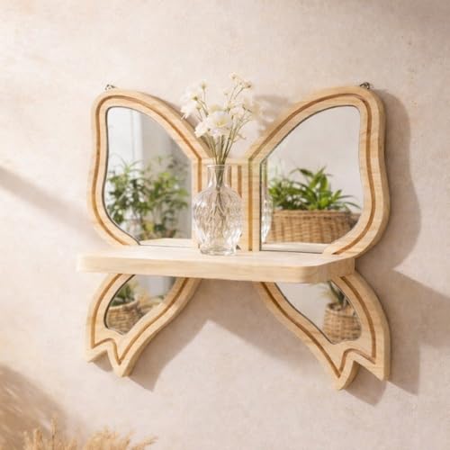 Étagère murale en bois arc miroir pour optimiser petit espace mur