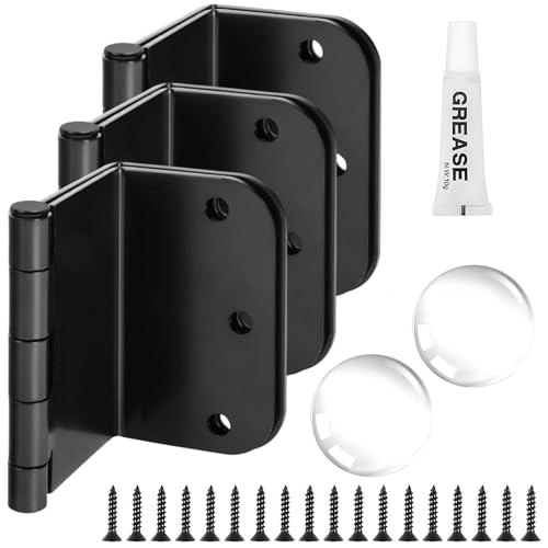 3-Pack Offset Door Hinges, Matte Black Door Hinges 3.5 Inch 5/8" Radius Corner for Handicap, Swing Clear for Exterior & Interior with Wall Handle Stopper & Grease, Heavy Duty Hardware