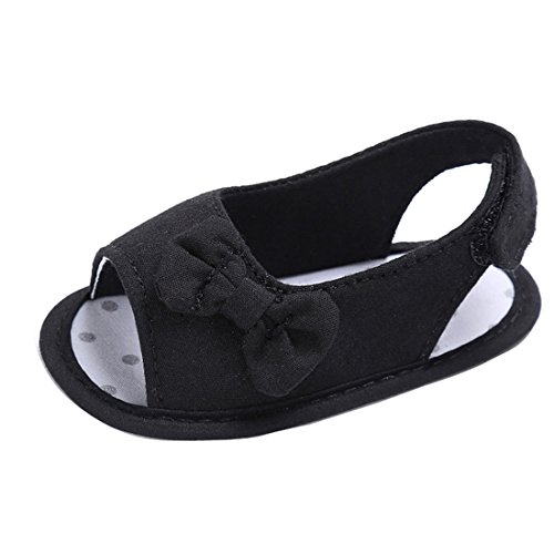 Gaorui Baby Shoes Toddler Boy Girls First Walker Slippers Anti-Slip Sneaker Summer Sandals peep-Toe with Bowknot Black