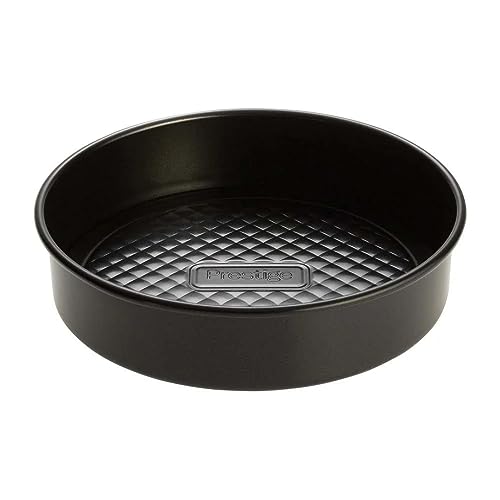 Prestige Inspire Non-Stick Round Cake Tin 21cm with Loose Base - 8 Inch Baking Tins, Freezer & Dishwasher Safe, Heavy Gauge Carbon Steel Bakeware, Black