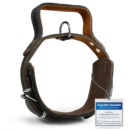 Hundehalsband mit Griff aus Leder L x B 65 x 6cm Griffhalsband innen gepolstert