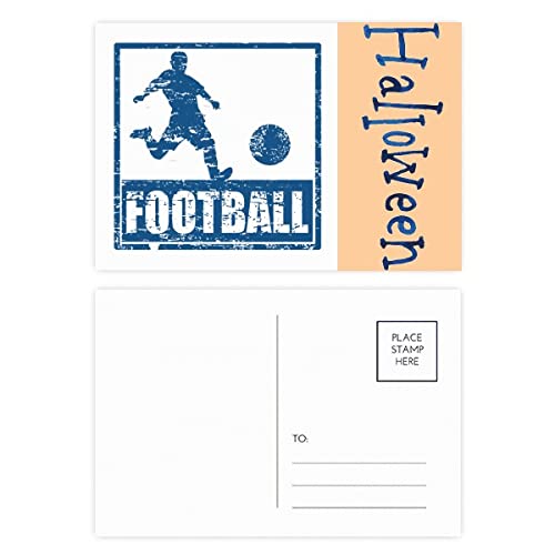 Cartes postales Halloween joueur de football bleu pour votre fête thématique