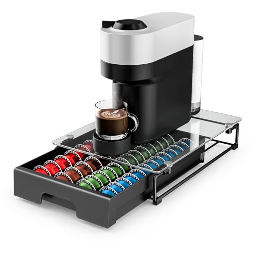 Image of EVERIE Coffee Pod Drawer Organizer for Nespresso Machines,High-Capacity Storage for Vertuo Capsules,Smooth Pull-Out Design, Fits Under Coffee Makers (12”W x 16.5”D x 3.5”H)