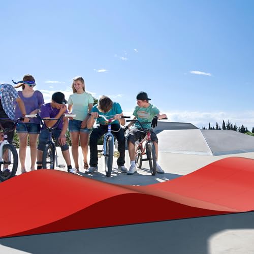 Wave Skateboard Ramp, Modular Kids Ramps for BMX, Bike, Scooter, Skates, Sports Outdoor Ramp for Backyard Park Non-Slip Surface Bike Ramp, Capacity 330Lbs (Red, 70.87\"x 19.69\" x 7.87\") - Thumbnail 6