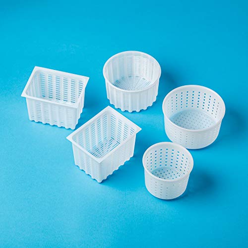 Cheese making Set Cheese molds Cheese making molds Brick Making cheese Ricotta Rennet Cheese making kit Kitchen utensils Cow Cheese making Goat Cheese | 5 pcs 0.55-1.32 lbs White Original HOZPROM