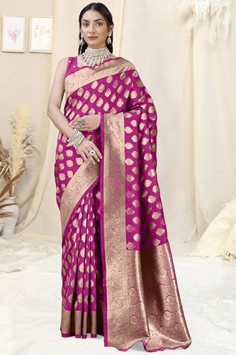 Image of MIRCHI FASHION Women Saree | Banarasi Silk Woven Design Daily Regular Use Sari with Blouse