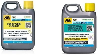 DETERDEK PRO, Cement Remover and Brick/Patio Acid Cleaner, Porcelain Tile, 1L Bundle with FILA Surface Care Solutions, CLEANER PRO - Hard Floor Cleaner Liquid, 1L