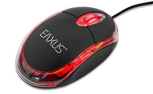 Preisvergleich Produktbild Eaxus® Optische USB Maus - Kabelgebundene Computermaus mit Roter LED Beleuchtung
