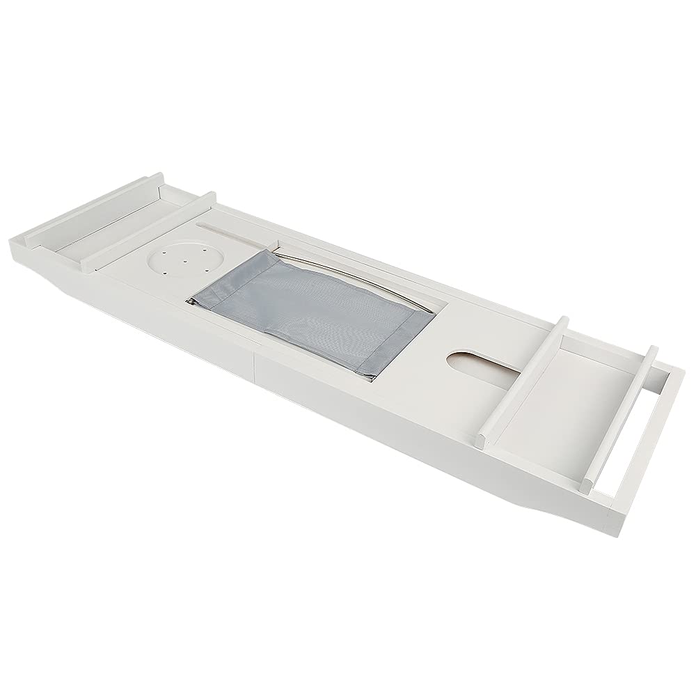 HUOLE Vassoio per Vasca da Bagno, in bambù, Estensibile, con Supporto per Computer Portatile e Supporto per iPad, Telefono, Tablet, Kindle, Vino e Candele