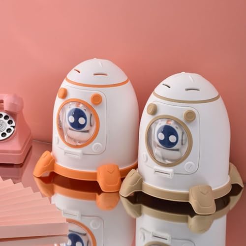 Image of Money Saving Bank with Coin Slot / /Creative Cartoon Design Money Bank / /Plastic Piggy Bank for Boys & Girls (Pack of 1) (Astronaut Money Bank - Orange)
