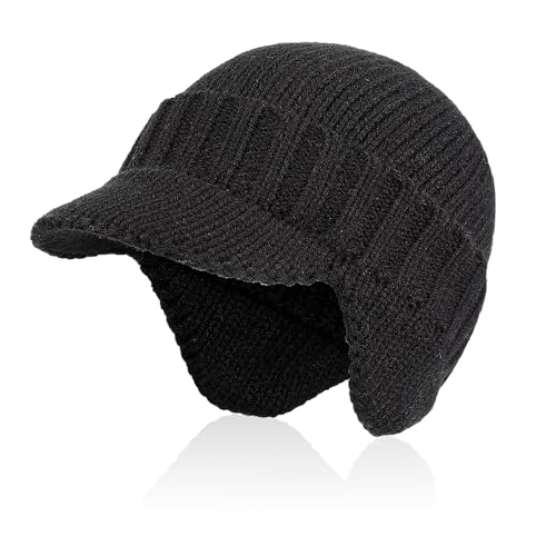 NyxSeat 1 Pieza Negro Gorro Cilindro De Punto Gorro, Gorro De Protección Oída Caliente Invierno Grueso Y Cómodo Caballero, Accesorios Para Deportes Al Aire Libre, Negro , Talla única