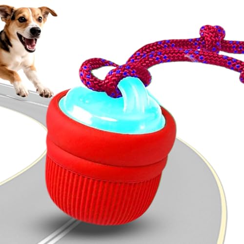 Juguete interactivo para perros, bola de cuerda resistente a las mordeduras, bola de movimiento automático de 4 pulgadas con diseño impermeable, material duradero de goma, juguete para mascotas con