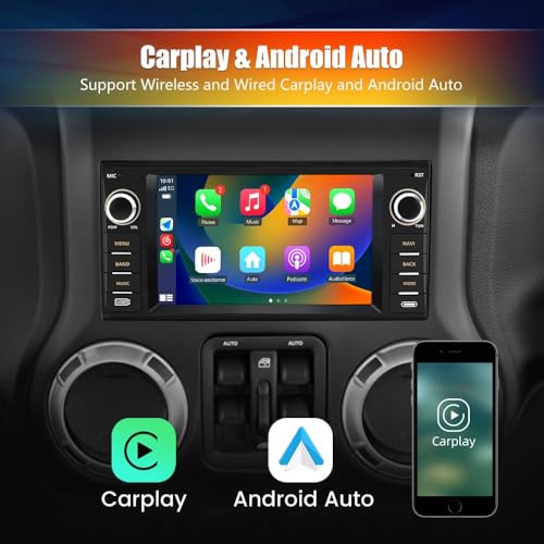 Junsun Car Radio Stereo for Jeep Wrangler JK 2007-2018 Dodge Ram 1500 2008-2012, 7 Inch Touch Screen CarPlay Android Auto Bluetooth GPS WiFi FM with Backup Camera by Junsun - Used condition - Image 3
