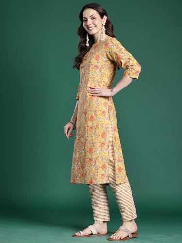 Image of INDO ERA Women Pure Cotton Kurta Set with Dupatta | Festive Suit Set, 11047