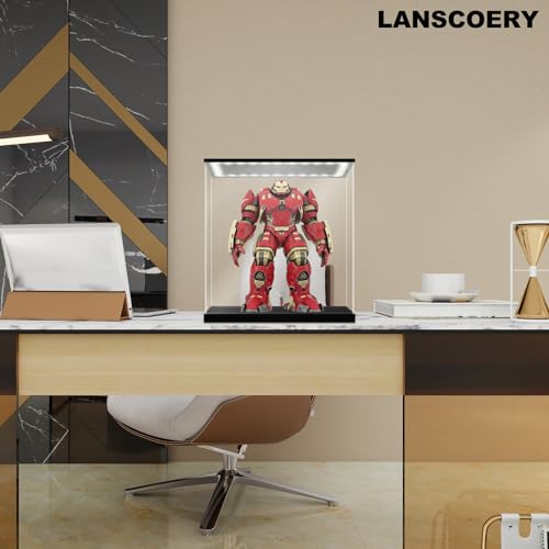 LANSCOERY Acrylic Display Case with Light, 11.8x11.8x11.8 in LED Display Case with 15mm Raised Base, 3mm Clear Panels, 3-Color Dimmable Lighting for Collectibles and Action Figures by LANSCOERY - Image 8