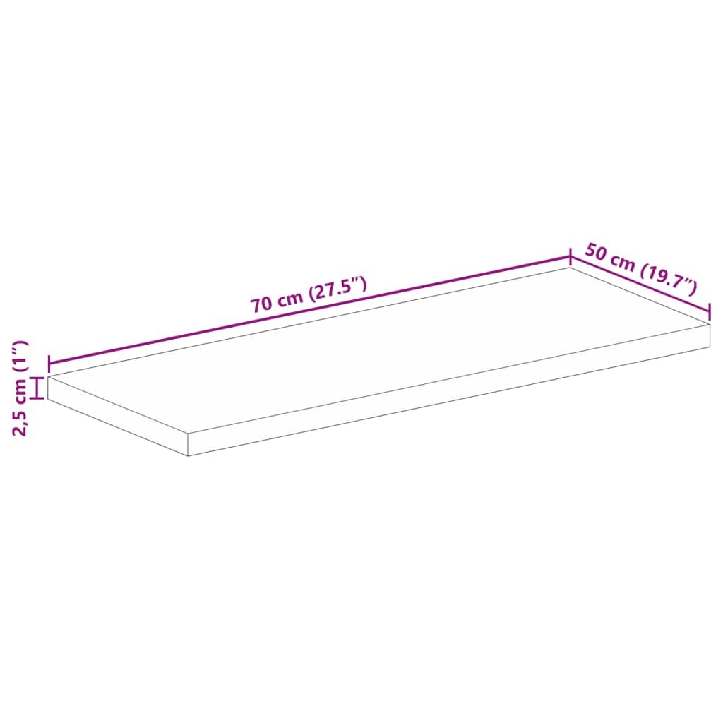 vidaXL Piano Tavolo 70x50x2,5 cm Rettangolare Legno Massello Acacia, Piano per Tavolo Rettangolare, Piano Tavolo in Legno, Piano per Tavolo da Pranzo