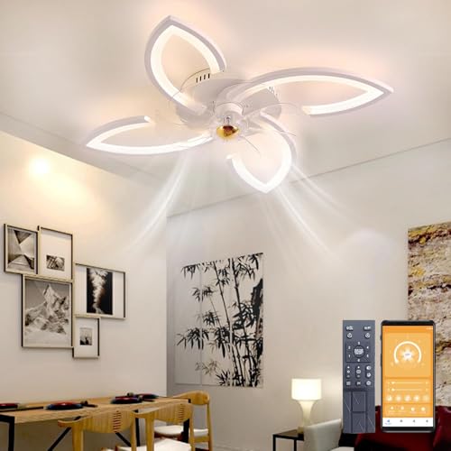 Narwhal LED Ventilatore da Soffitto, ventilatore da soffitto con luce e Telecomando, Lampadario...