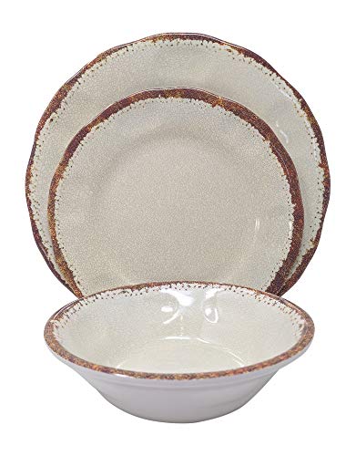 Gianna's Home 12 Piece Rustic Farmhouse Melamine Dinnerware Set (Ivory) #TOP25