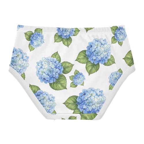 Cotton Toddler Girls Underwear Watercolor Blue Hydrangea Flowers Little Girl Panties Artistic Underpants Briefs 2t2