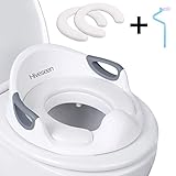 MATERIAL SALUDABLE: engrosamiento de alta calidad y protección del medio ambiente Material de PP esponja elástica incorporada, nuestro asiento de entrenamiento para ir al baño no contiene sustancias nocivas, protege la piel del bebé, suave y confortable, SIN BPA, cálido en invierno y transpirable en verano.