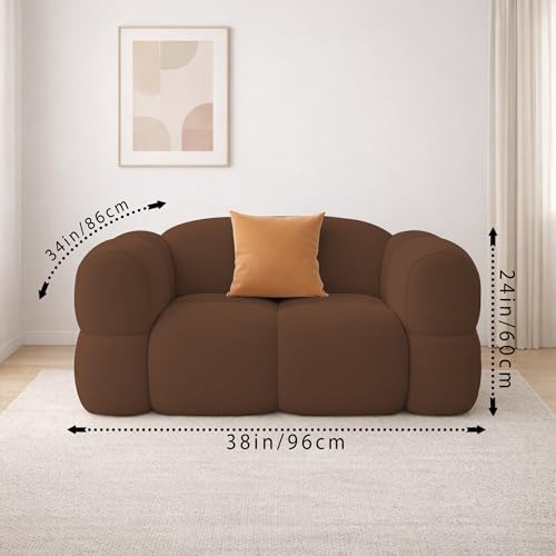 Image of Casaliving Vetras Modern Velvet Bubble Cloud Sofa, Tufted Design Upholstered 1 Seater Sofa Set for Living Room, (Brown Colour) Premium Velvet Fabric Sofa