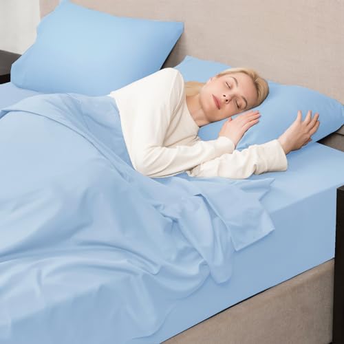 Image of Mejoroom Light Blue Duvet Cover Queen Size - Queen Duvet Cover Set - Soft and Breathable Comforter Cover with Zipper Closure, 3Pieces, 1 Duvet Cover (90x90) and 2 Pillow Cases(20x26)