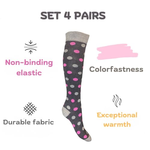 Image of Cotton Knee High Socks for Women Made in Italy, Long Socks for Women (One Size Fits All) Women Dress Socks
