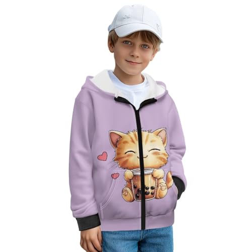 Kids Zip Up Fleece Hoodie, Soft Warm Polyester Sweatshirt, Casual Active Hoodies for Kids2