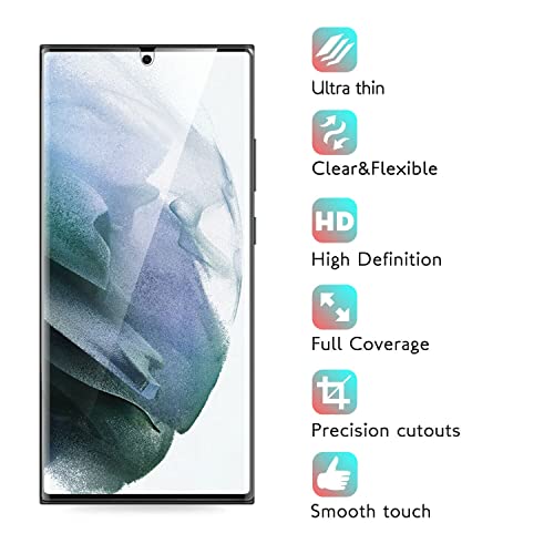 Image of 4youquality Tempered Glass - Screen Protector For Samsung Galaxy S22 Ultra 5G, Bubble Free, Self Healing Unbreakable Membrane Edge To Edge Full Coverage - Clear