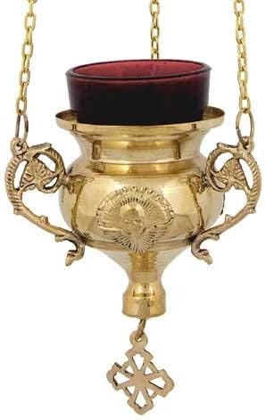 Hanging Brass Christian Orthodox Vigil Lamp (237 B)