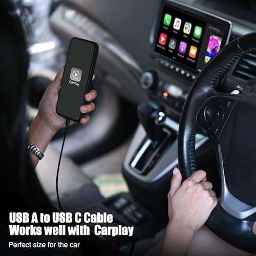 Image of 3-Pack Black [3.3FT+3.3FT+6FT] USB A to USB C Cable，USB to USB C Car Carplay Cable for iPhone 16 15 Pro Plus Pro Max，for iPad Pro /Air /Mini，for Samsung S24 /S23 /S22 /S21，for MacBook Pro /Air and More