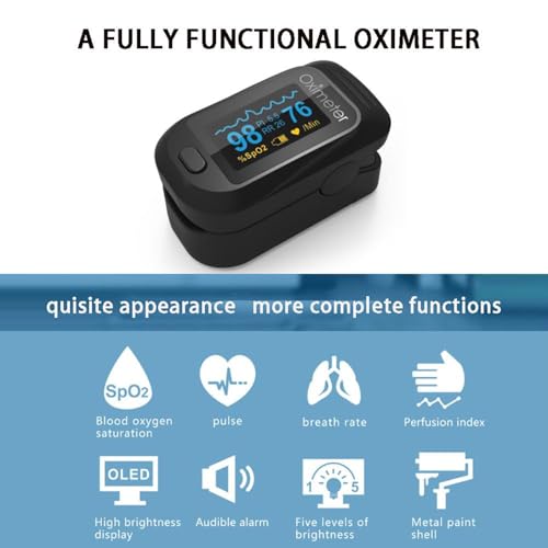 Oxímetro De Pulso, Pulsioxímetro De Dedo Profesional, Monitor De Saturación De Oxígeno En Sangre(Spo2/PI/PR/RR) con Pantalla OLED Medición Precisa B - imagen 2