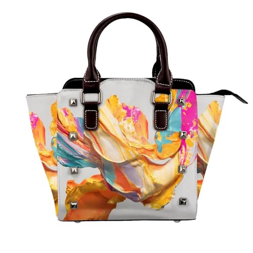 Sac à bandoulière élégant femme bicolore multi position porté main