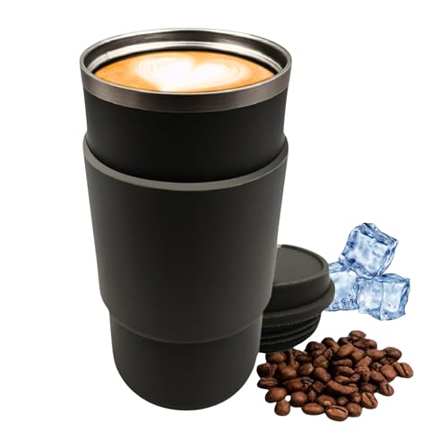 NACHLOICH Stainless Steel Travel Mug 450ml Insulated | Reusable | Portable | Leakproof | Double Wall with Lid BPA Free for Outdoor Indoor Hot & Cold Drinks Beverages