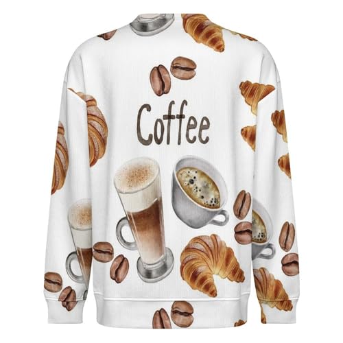 MoBlinko Sweaters for Men Cartoon Croissant Mens Crewneck Sweater Long Sleeve Lightweight Pullover3