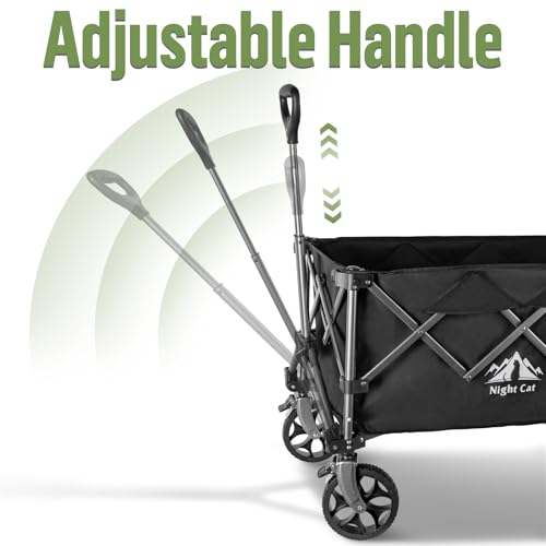 Image of Night Cat Collapsible Wagon with Table: 150L Wagon Gart with Table Top Folding Utility Wagon Combo Set