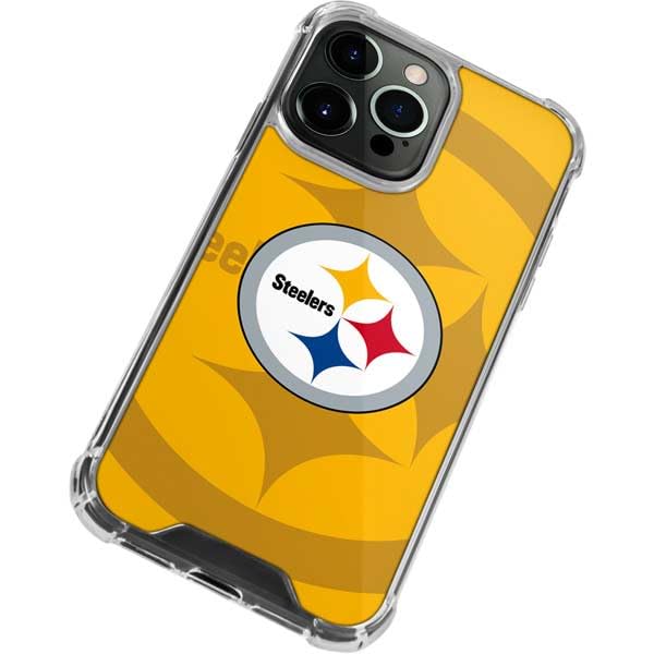 Skinit Clear Phone Case Compatible with iPhone 13 Pro Max - Officially Licensed NFL Pittsburgh Steelers Double Vision Design